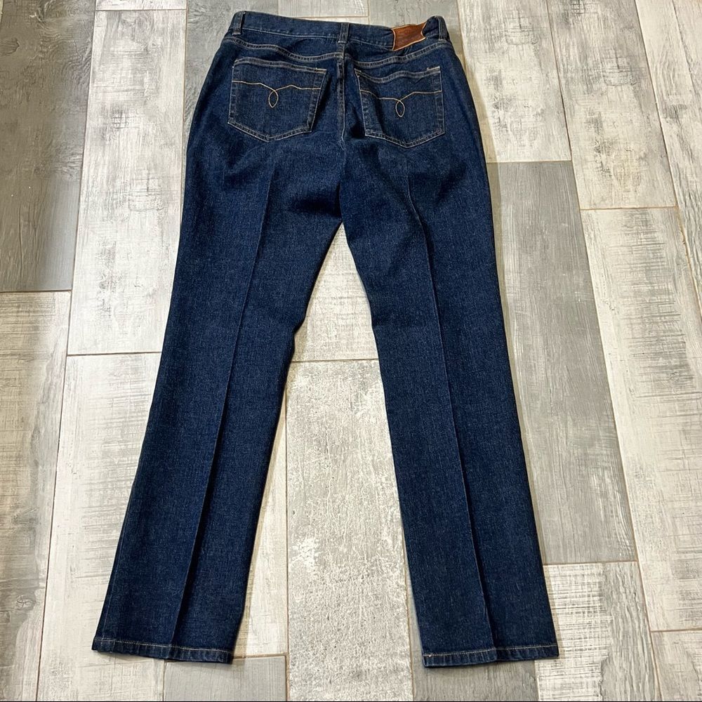 Vtg 90s Ralph Lauren High Rise Rigid Denim Creased Straight Leg Jean Leather 2 P - Picture 4 of 7